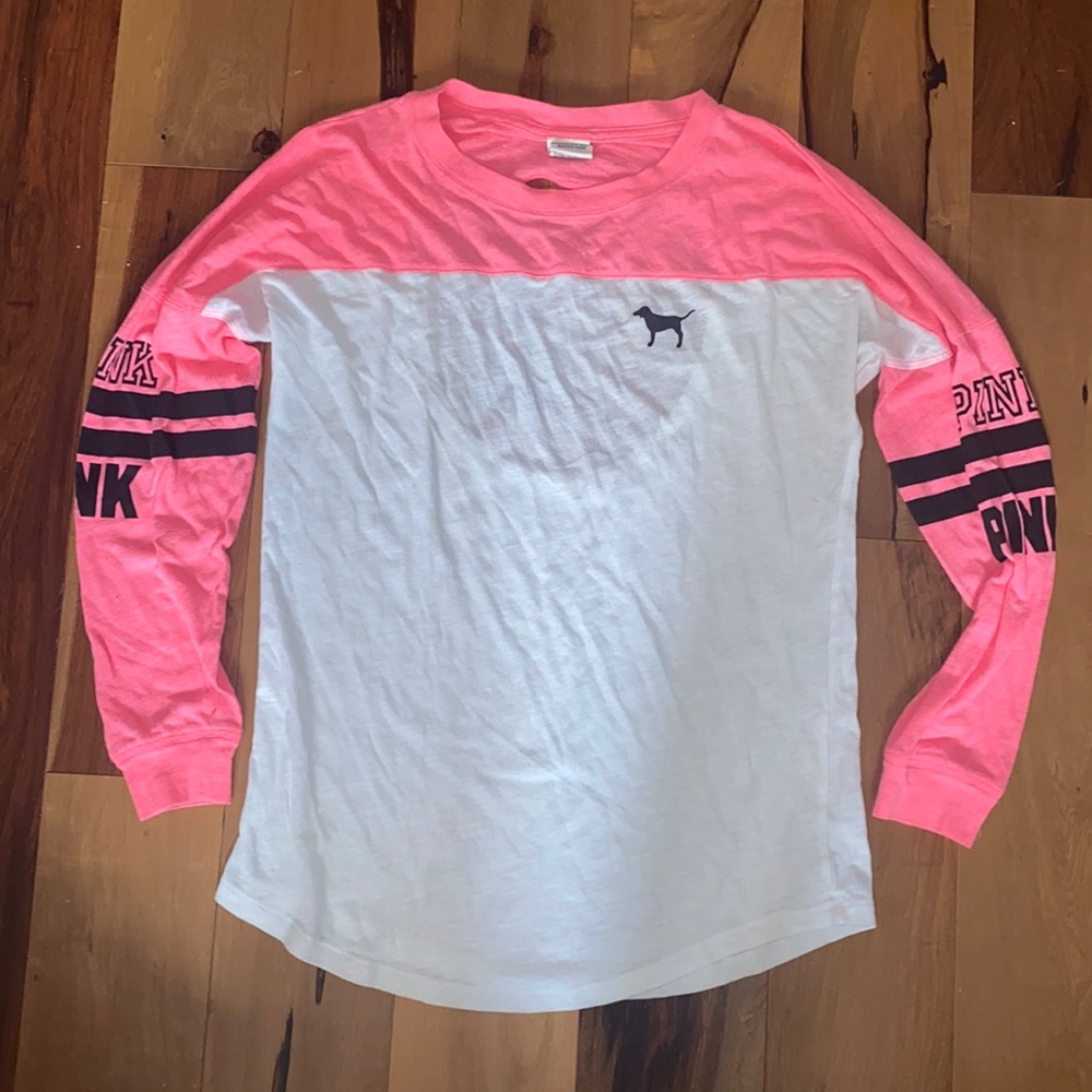 LIKE NEW- VICTORIAS SECRET PINK LONG SLEEVE CUT OUT SHIRT - SIZE XS